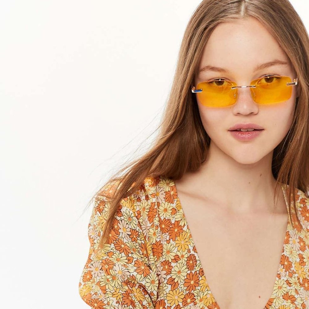 Rectangular Sunglasses - Yellow Lenses